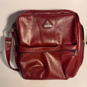 Vintage Samsonite Caribbea 100 Vinyl Weekender Travel Bag Burgundy Madein Canada